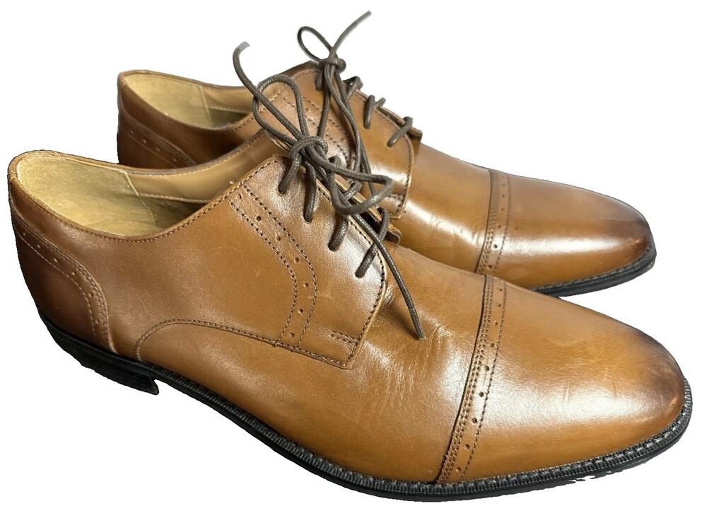 Florsheim Tan Leather Cap Toe Oxford Dress Shoes Memory Foam Mens Size 13